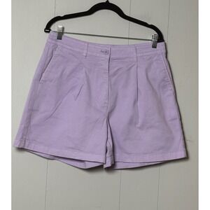 J.Crew Women Lavender Purple Pleated Chino Shorts High Rise Stretch 5 inch Sz 10